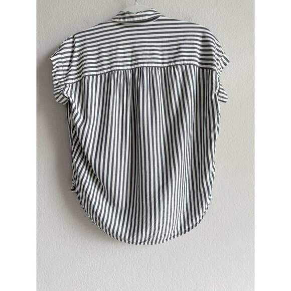 Madewell Women’s Button Up Shirt Size XXS Gray White Gabriel Stripe Collared - Picture 2 of 7